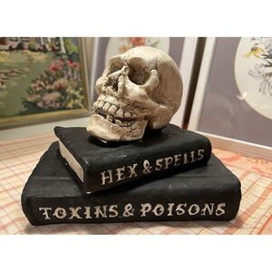 Celebrate It Halloween Skull & Books Hexes/Spells/Toxins/Poisons Table Top Decor